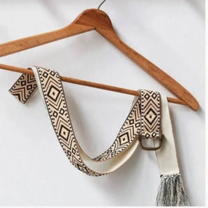 NEW Free People Caravan Aztec Textile Wrap Fringe Belt One Size